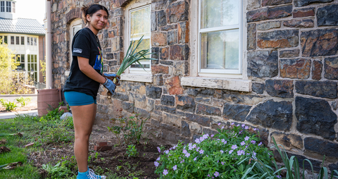 Student planting